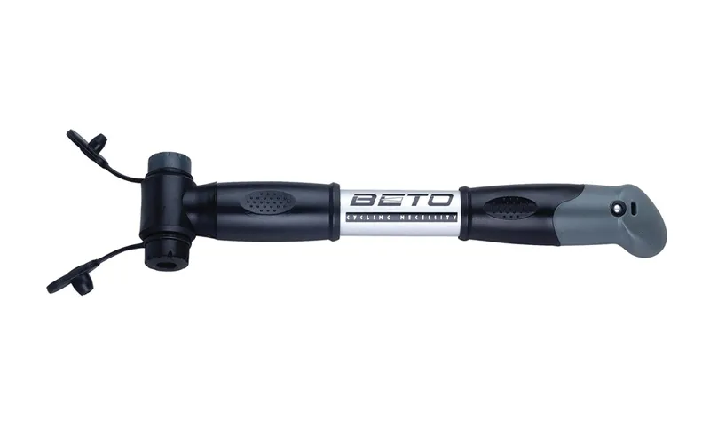 Beto 2 Way Alloy Dual Head Mini Hand Pump Black and Silver