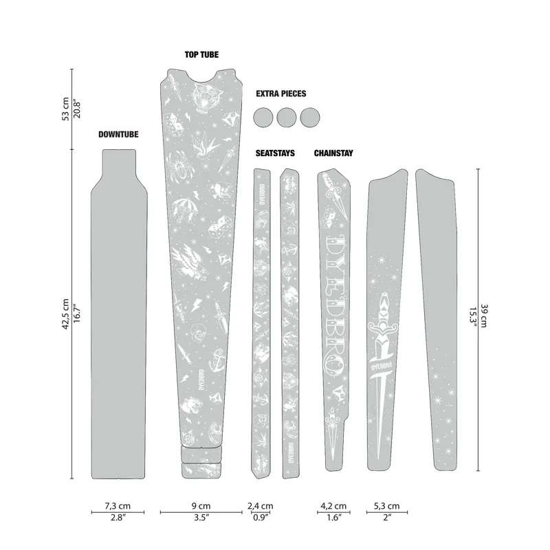 DYEDBRO Gravel Frame Protection - Old School Tattoo - White