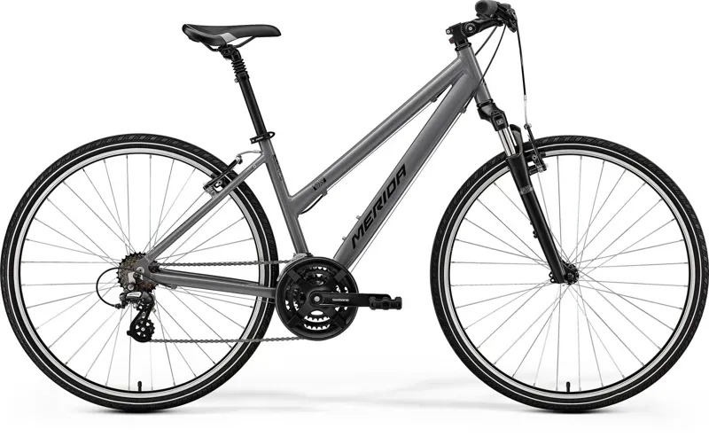 Merida Crossway 10-V Women's Hybrid Bike - My26  - in Silk Warm Slate Grey Black