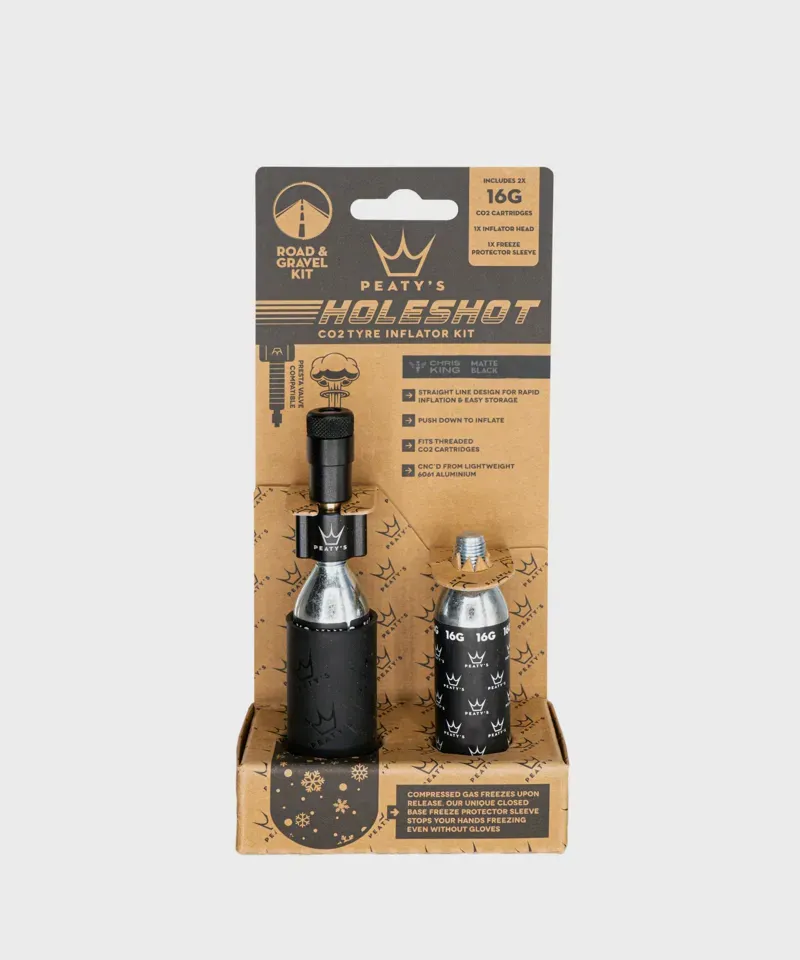 Peaty's Holeshot CO2 Road And Gravel 16g Tyre Inflator in Black