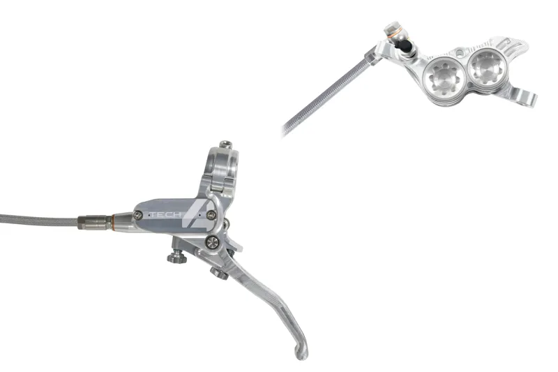 Hope T4V4 Silver/Silver Braided - No Rotor